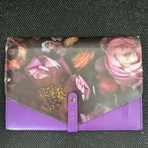 Ted Baker Purple Floral Envelope travel organizer